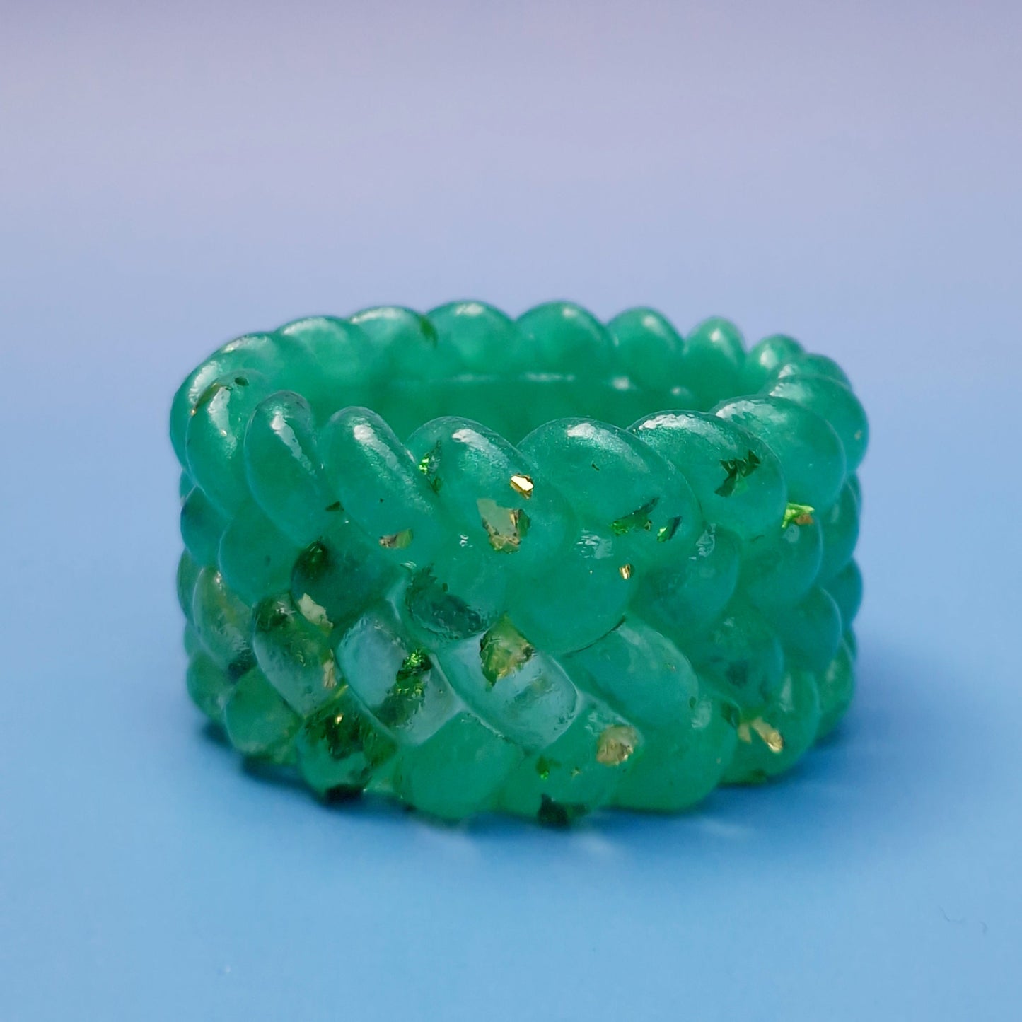 Suporte de Vela Trançado Verde com Dourado