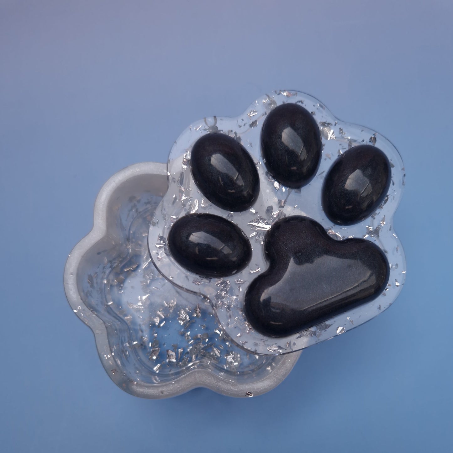 Caixa Decorativa em Resina – Pata Preto e Prateado