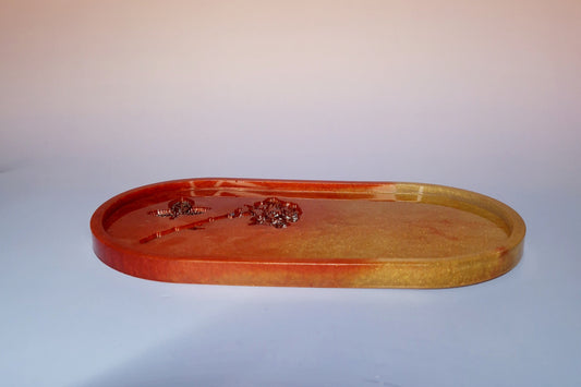 Bandeja Oval com Rosa em Relevo