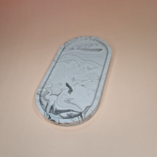 Bandeja Oval Mármore Cinza