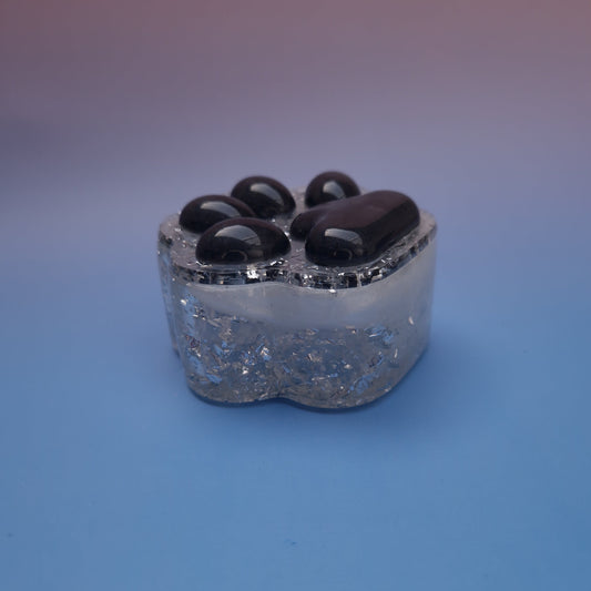 Caixa Decorativa em Resina – Pata Preto e Prateado