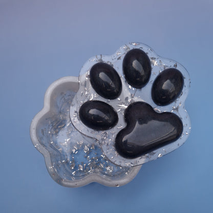 Caixa Decorativa em Resina – Pata Preto e Prateado