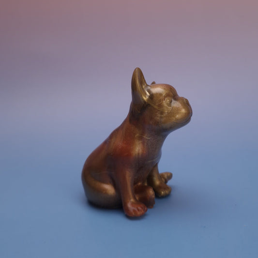 Bulldog Decorativo em Resina — Dourado Metálico
