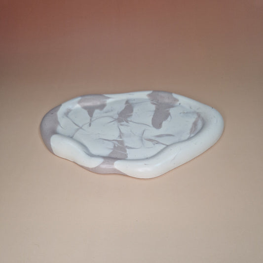 Tabuleiro Decorativo em Jesmonite - Bege Areia e Taupe