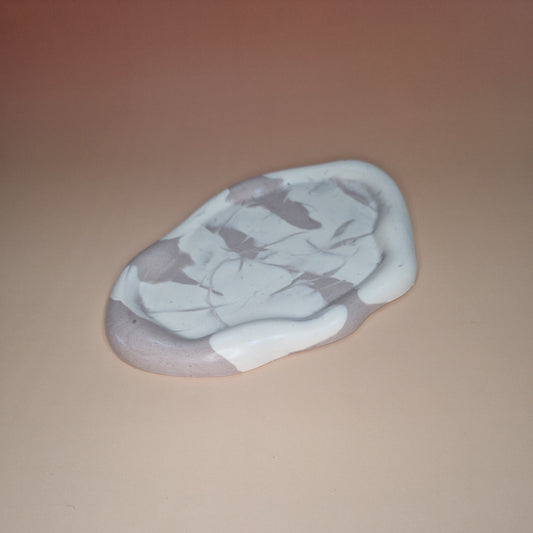 Tabuleiro Decorativo em Jesmonite - Bege Areia e Taupe