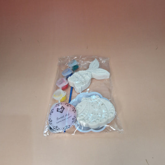 Kit de Pintura Criativo – Concha e Rabo de Sereia em Jesmonite