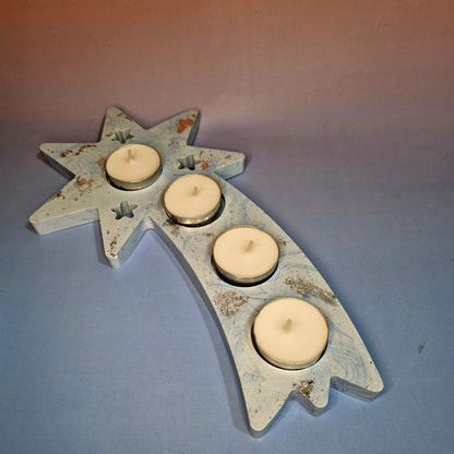Ensemble Ciel Serein – Bougeoirs Artisanaux en Jesmonite (4 Pièces)