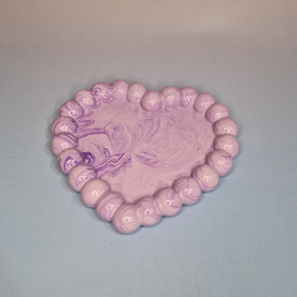 💜 Prato Decorativo Bubble Coração – Jesmonite (14×12 cm)