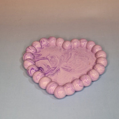 💜 Prato Decorativo Bubble Coração – Jesmonite (14×12 cm)