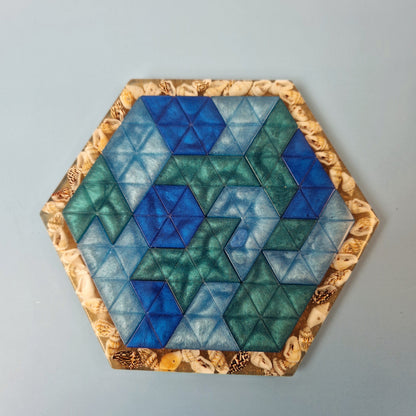 Hexagonal Epoxy Resin Puzzle – “Ocean”