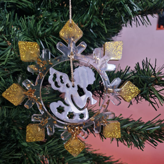 Décoration de Noël « Flocon avec pendentif ange »