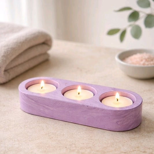 Porta Velas em Jesmonite Marmorizado – 2 ou 3 Velas