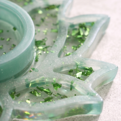 Porta-Velas Lótus em Resina verde suave