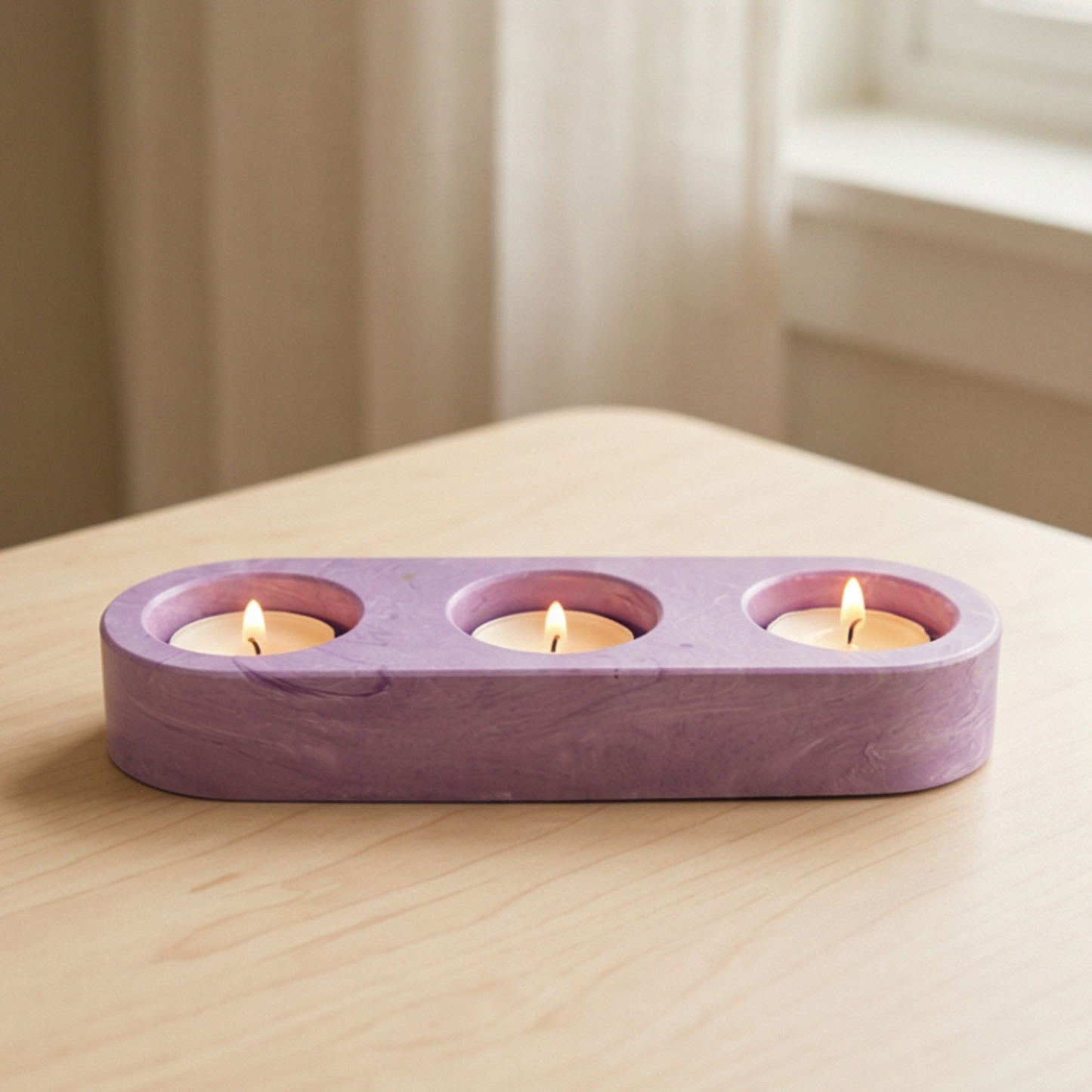 Porta Velas em Jesmonite Marmorizado – 2 ou 3 Velas