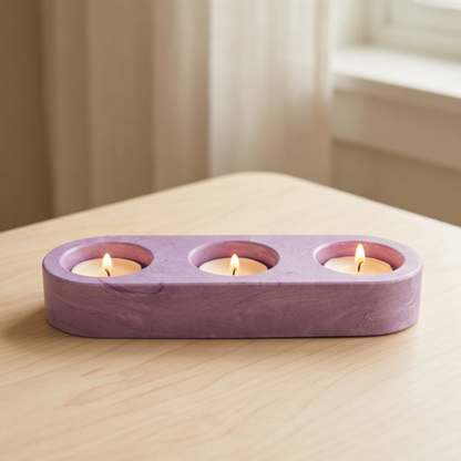 Porta Velas em Jesmonite Marmorizado – 2 ou 3 Velas