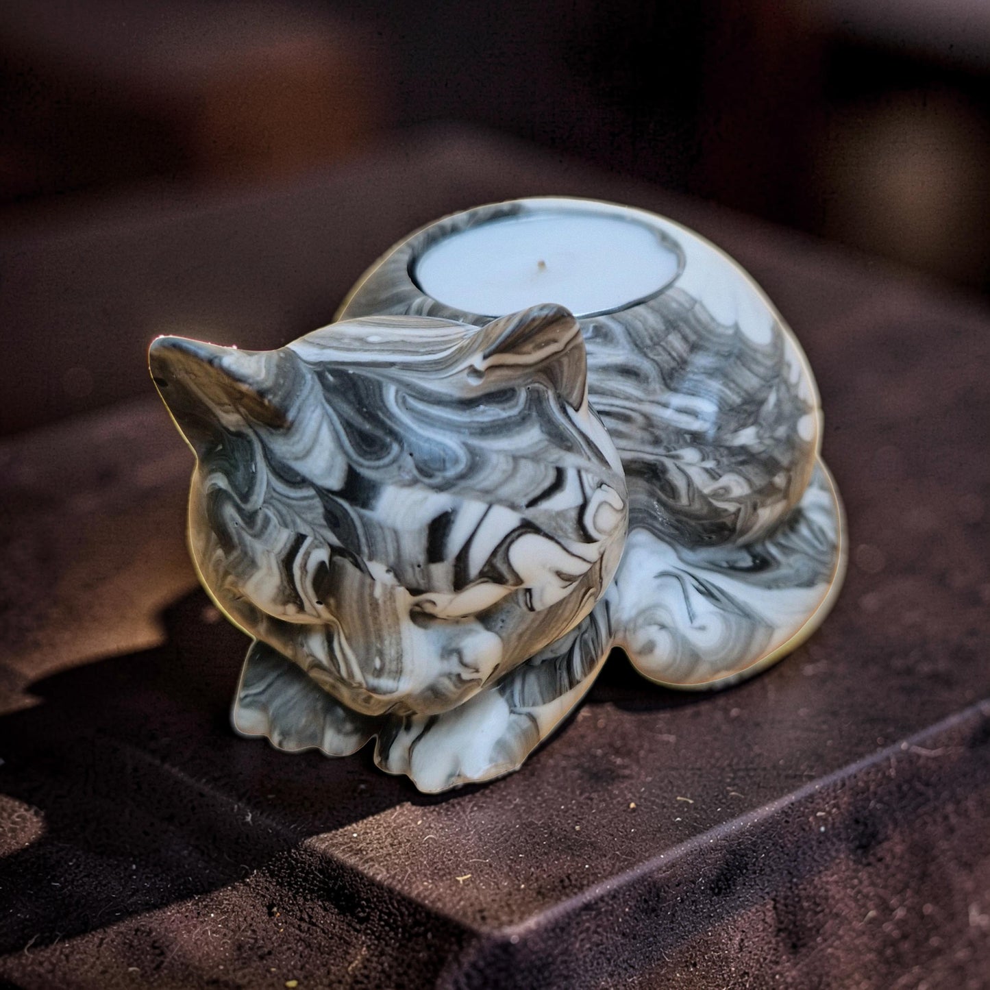 Porta-Vela Gato Black & White – Design Decorativo