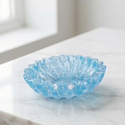 Tigela de Resina Epoxy Azul & Folha Prata